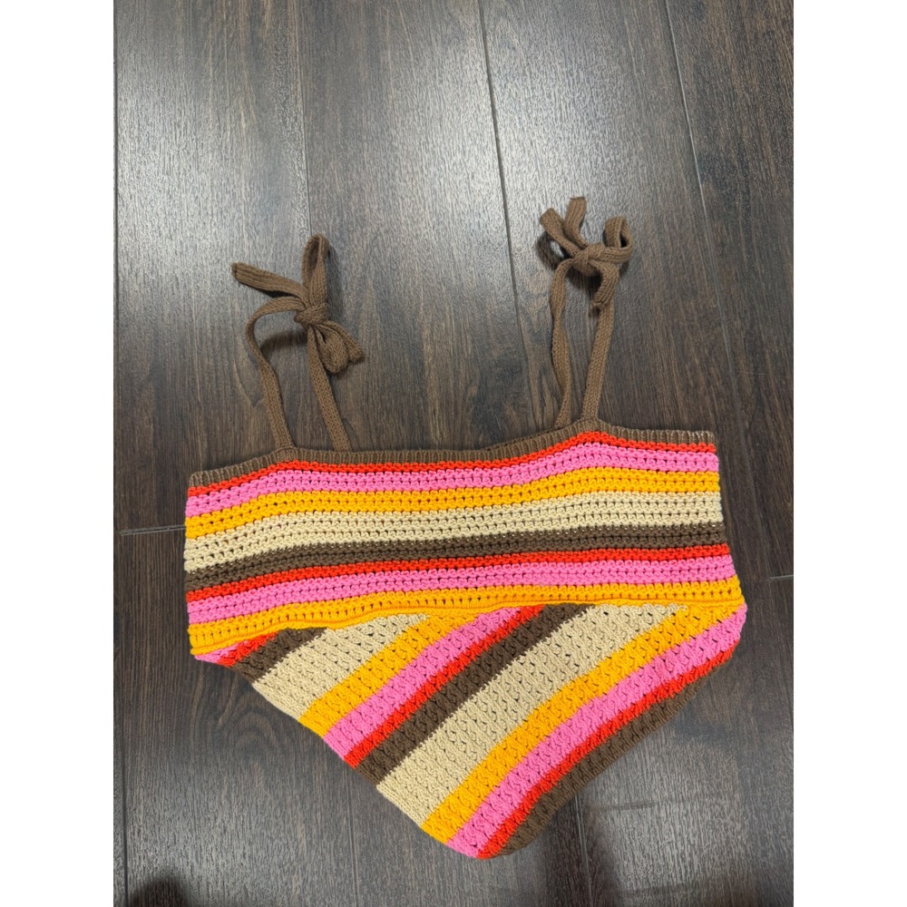 Urban Outfitters Crochet Striped Bandana Crop Top - Size L